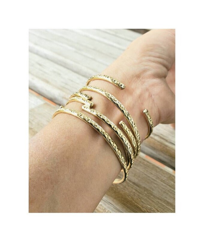 Minimalist Textured Jewelers Brass Stacking Bangle Bracelets, Create Your Set in Brass, Bronze, or Copper